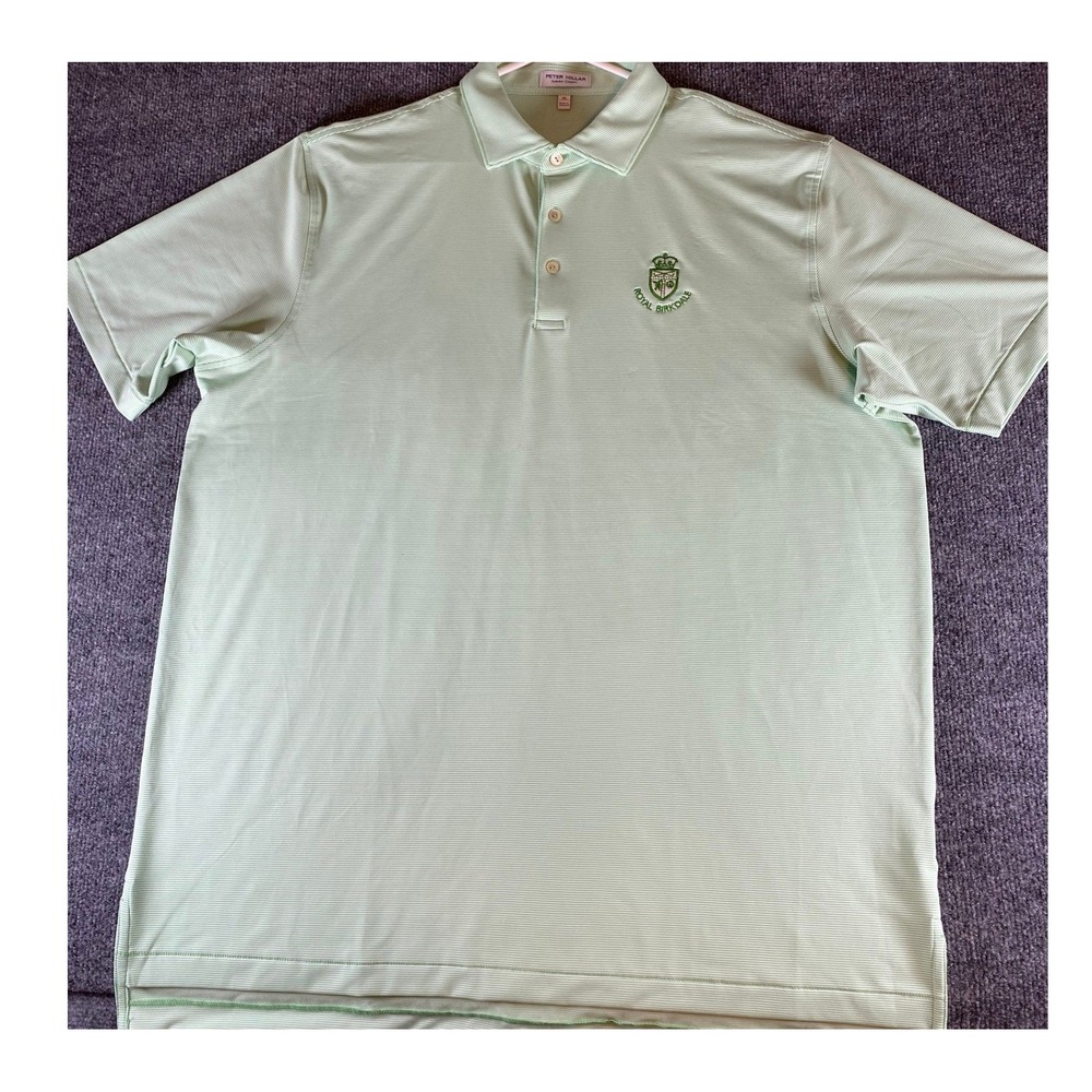 Peter Millar Summer Comfort Golf Polo Shirt Green Stripe Royal Birkdale XL